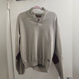 Men's Beige Sweater with Elbow Patches
